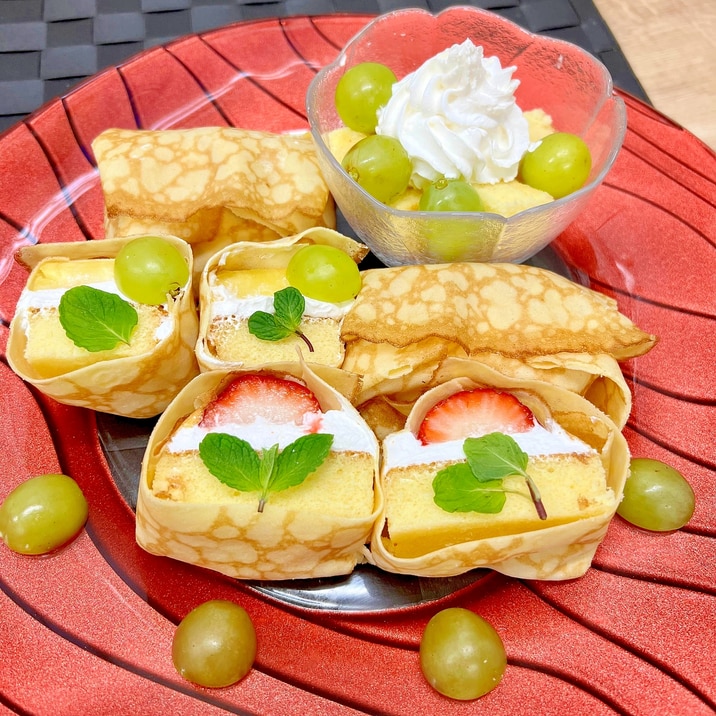 市販で簡単！フルーツケーキクレープ